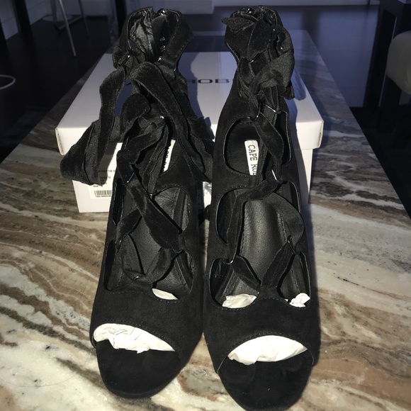 Cape Robin Shoes - Cape Robin Corina 10 lace up peep toe black heels